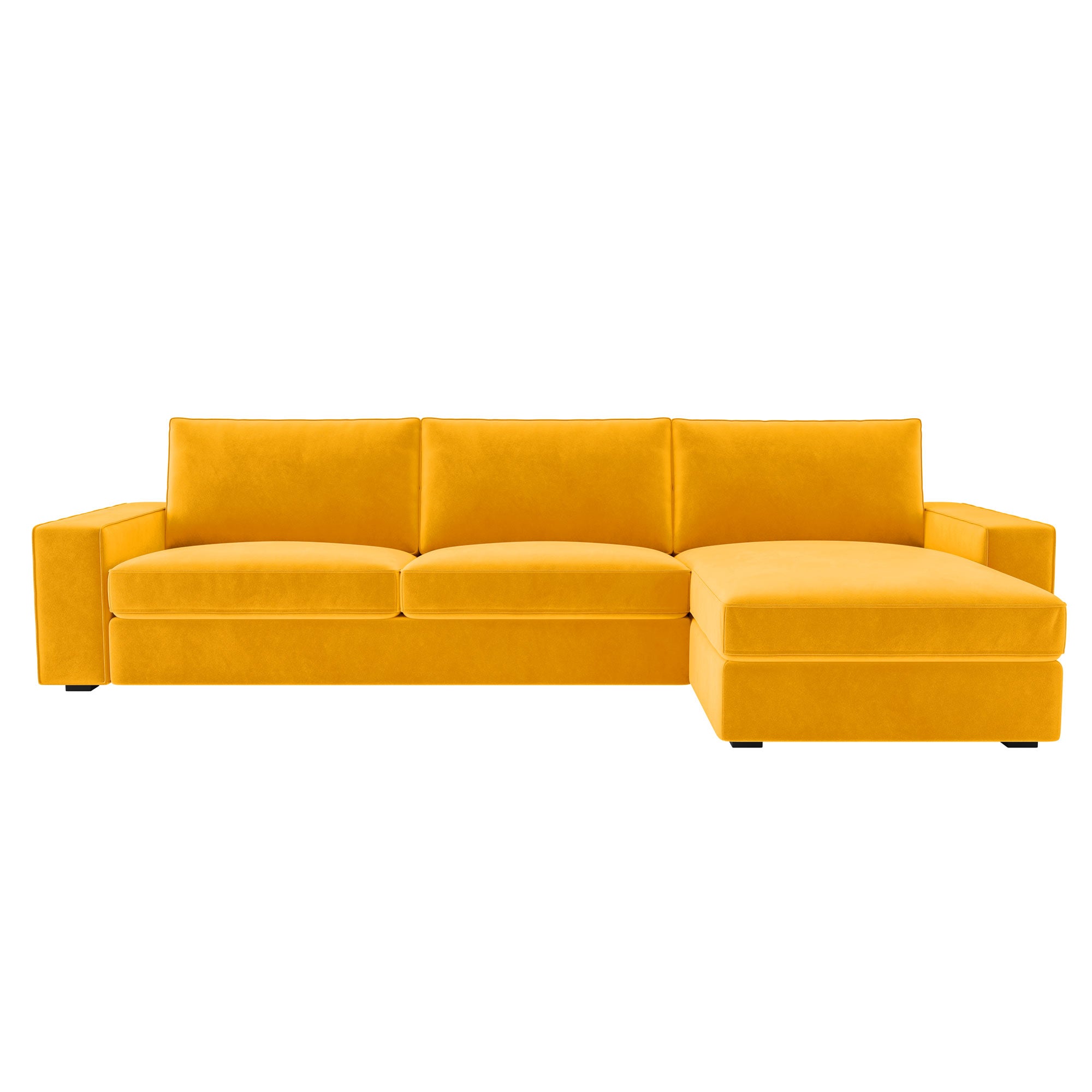 KIVIK 4 Seat Sofa Cover Set with Chaise-Yellow-Velvet