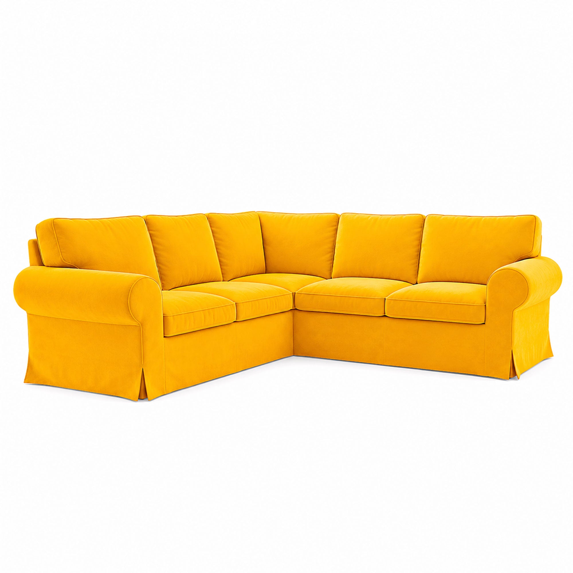 UPPLAND Four-Seater Corner Sofa Cover-Velvet Yellow