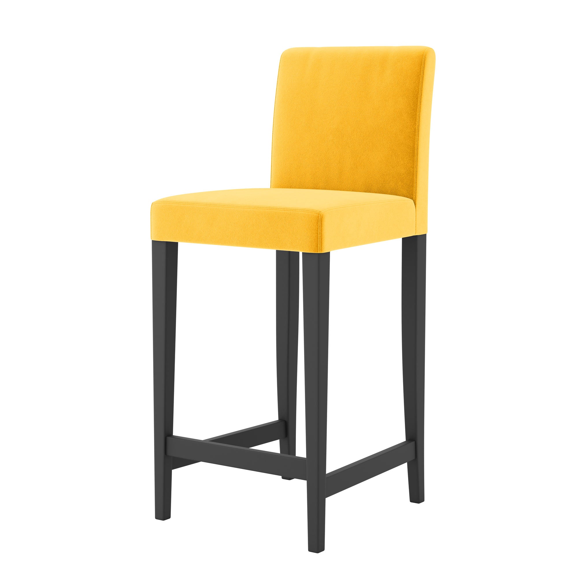 Henriksdal Bar Stool Cover-Yellow-Velvet